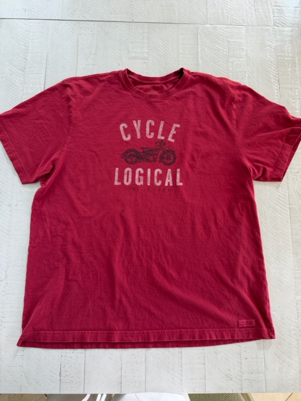 Life is good Cycle Logical Biker Men's Red Graphic T‑Shirt size xl
